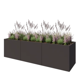 Stål plantekasse XXL - Rektangel - 300 x 80 x 80 cm - RAL7016 mat (antracitgrå) - Uden bundplade