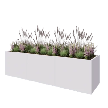 Stål plantekasse XXL - Rektangel - 300 x 80 x 80 cm - RAL9010 mat (hvid) - Uden bundplade