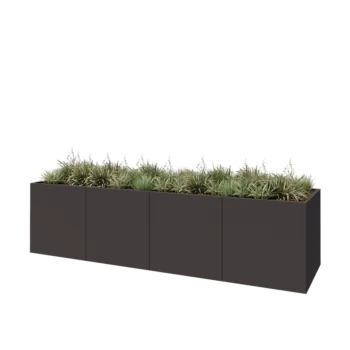 Stål plantekasse XXL - Rektangel - 400 x 100 x 100 cm - RAL7016 mat (antracitgrå) - Med bundplade