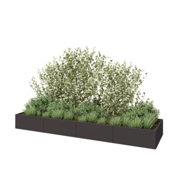 Stål plantekasse XXL - Rektangel - 400 x 100 x 40 cm - RAL7016 mat (antracitgrå) - Uden bundplade