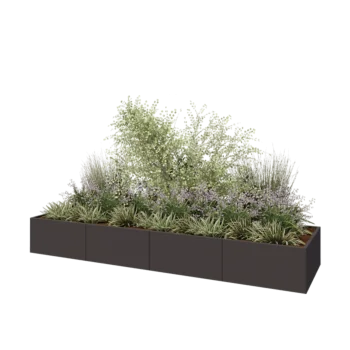 Stål plantekasse XXL - Rektangel - 400 x 100 x 50 cm - RAL7016 mat (antracitgrå) - Uden bundplade