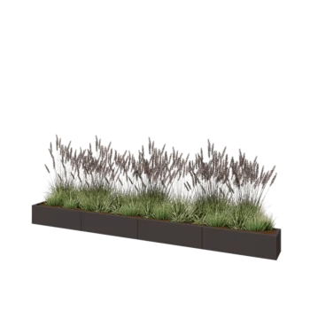 Stål plantekasse XXL - Rektangel - 400 x 30 x 30 cm - RAL7016 mat (antracitgrå) - Med bundplade