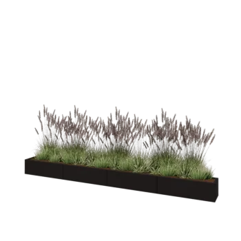 Stål plantekasse XXL - Rektangel - 400 x 30 x 30 cm - RAL9005 mat (sort) - Med bundplade