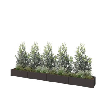 Stål plantekasse XXL - Rektangel - 400 x 40 x 30 cm - RAL7016 mat (antracitgrå) - Uden bundplade