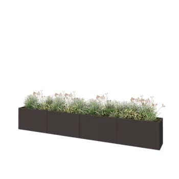 Stål plantekasse XXL - Rektangel - 400 x 40 x 60 cm - RAL7016 mat (antracitgrå) - Uden bundplade