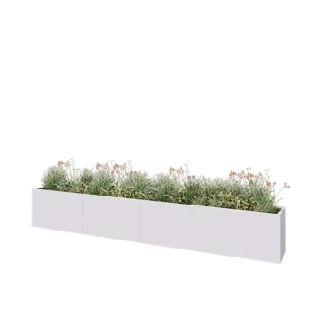 Stål plantekasse XXL - Rektangel - 400 x 40 x 60 cm - RAL9010 mat (hvid) - Uden bundplade