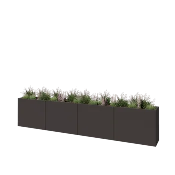 Stål plantekasse XXL - Rektangel - 400 x 40 x 80 cm - RAL7016 mat (antracitgrå) - Uden bundplade