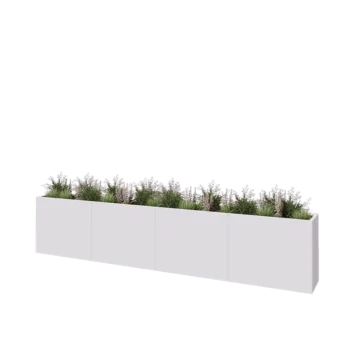 Stål plantekasse XXL - Rektangel - 400 x 40 x 80 cm - RAL9010 mat (hvid) - Uden bundplade