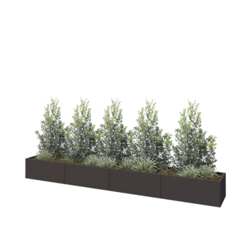 Stål plantekasse XXL - Rektangel - 400 x 50 x 40 cm - RAL7016 mat (antracitgrå) - Uden bundplade