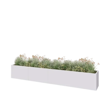 Stål plantekasse XXL - Rektangel - 400 x 50 x 60 cm - RAL9010 mat (hvid) - Uden bundplade