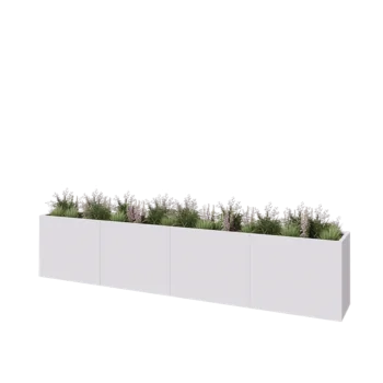 Stål plantekasse XXL - Rektangel - 400 x 50 x 80 cm - RAL9010 mat (hvid) - Uden bundplade
