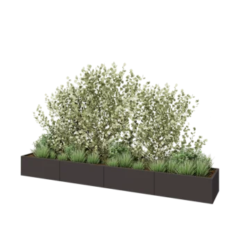 Stål plantekasse XXL - Rektangel - 400 x 60 x 40 cm - RAL7016 mat (antracitgrå) - Med bundplade