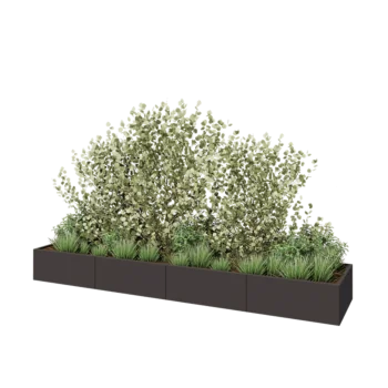 Stål plantekasse XXL - Rektangel - 400 x 80 x 40 cm - RAL7016 mat (antracitgrå) - Uden bundplade