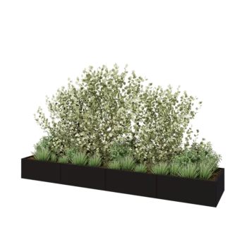 Stål plantekasse XXL - Rektangel - 400 x 80 x 40 cm - RAL9005 mat (sort) - Uden bundplade