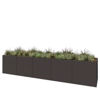 Stål plantekasse XXL - Rektangel - 500 x 100 x 100 cm - RAL7016 mat (antracitgrå) - Uden bundplade