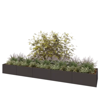 Stål plantekasse XXL - Rektangel - 500 x 100 x 50 cm - RAL7016 mat (antracitgrå) - Med bundplade