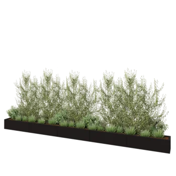 Stål plantekasse XXL - Rektangel - 500 x 30 x 30 cm - RAL9005 mat (sort) - Uden bundplade
