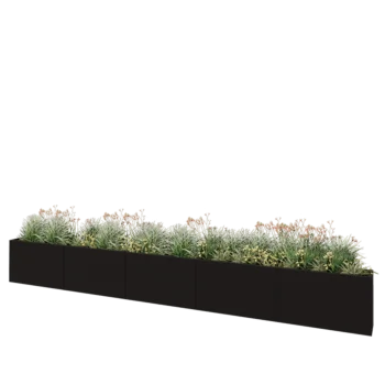 Stål plantekasse XXL - Rektangel - 500 x 30 x 60 cm - RAL9005 mat (sort) - Uden bundplade