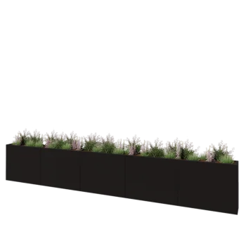 Stål plantekasse XXL - Rektangel - 500 x 30 x 80 cm - RAL9005 mat (sort) - Uden bundplade