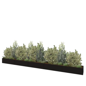 Stål plantekasse XXL - Rektangel - 500 x 40 x 30 cm - RAL9005 mat (sort) - Uden bundplade
