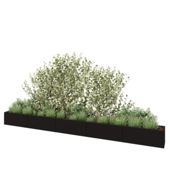 Stål plantekasse XXL - Rektangel - 500 x 40 x 40 cm - RAL9005 mat (sort) - Uden bundplade