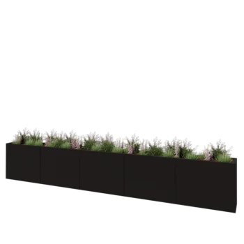 Stål plantekasse XXL - Rektangel - 500 x 40 x 80 cm - RAL9005 mat (sort) - Uden bundplade