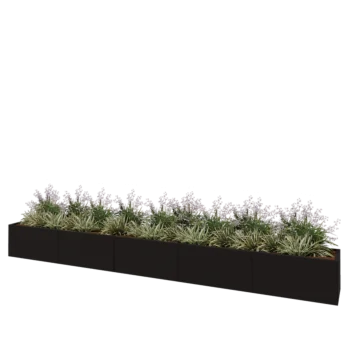 Stål plantekasse XXL - Rektangel - 500 x 50 x 50 cm - RAL9005 mat (sort) - Uden bundplade