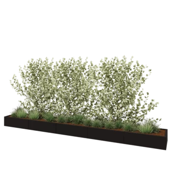 Stål plantekasse XXL - Rektangel - 500 x 60 x 30 cm - RAL9005 mat (sort) - Uden bundplade
