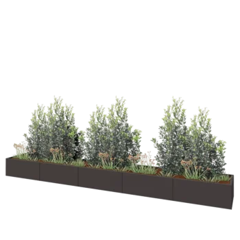 Stål plantekasse XXL - Rektangel - 500 x 60 x 40 cm - RAL7016 mat (antracitgrå) - Med bundplade