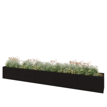 Stål plantekasse XXL - Rektangel - 500 x 60 x 60 cm - RAL9005 mat (sort) - Uden bundplade