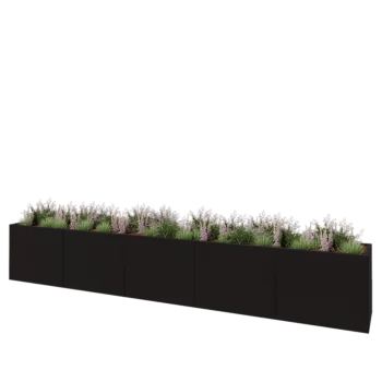 Stål plantekasse XXL - Rektangel - 500 x 60 x 80 cm - RAL9005 mat (sort) - Uden bundplade