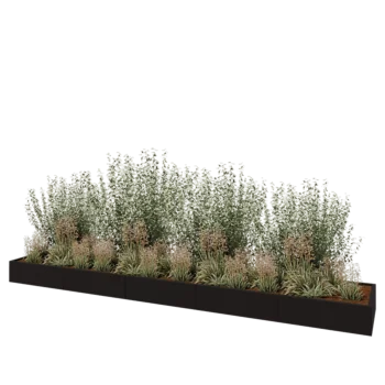 Stål plantekasse XXL - Rektangel - 500 x 80 x 30 cm - RAL9005 mat (sort) - Med bundplade