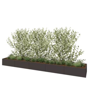 Stål plantekasse XXL - Rektangel - 500 x 80 x 40 cm - RAL7016 mat (antracitgrå) - Med bundplade