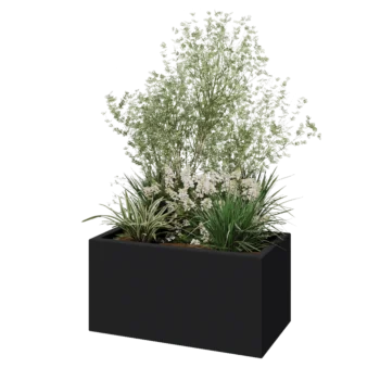 Plantekasse i glasfiber - Rektangel - 80 x 40 x 40 cm - RAL7021 mat (sortgrå) - Med bund