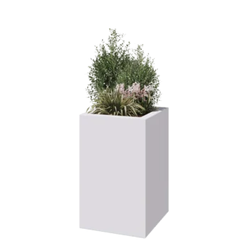 Plantekasse i glasfiber - Kvadratisk - 50 x 50 x 80 cm - RAL9010 mat (hvid) - Med bund