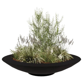 Plantekasse i glasfiber - Skål - Ø 200 x 40 cm - RAL9005 mat (sort) - Med bund