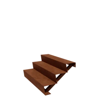 Cortenstål udendørs trapper - 3-trin - 72 x 120 x 51 cm