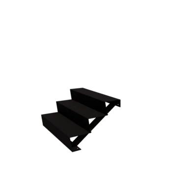 Stål udendørs trapper - 3-trin - 72 x 100 x 51 cm - RAL9005 mat (sort)