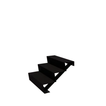 Stål udendørs trapper - 3-trin - 72 x 80 x 51 cm - RAL9005 mat (sort)