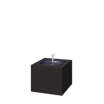 Vandfontæne i aluminium - Lyra - 50 x 50 x 40 cm - RAL9005 mat (sort) - Med LED-belysning