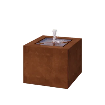 Cortenstål vandfontæne - Lyra - 50 x 50 x 40 cm - Med LED-belysning